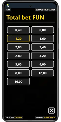 Buffalo Gold choose your stake step