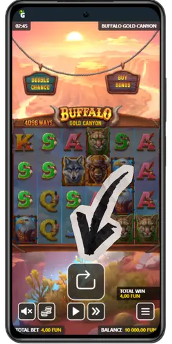 Buffalo Gold hit spin button step